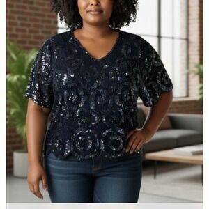 NEW Laurence Kazar Vintage 2X Beaded Sequin Top‎ Black Silk Lined Party Cocktail